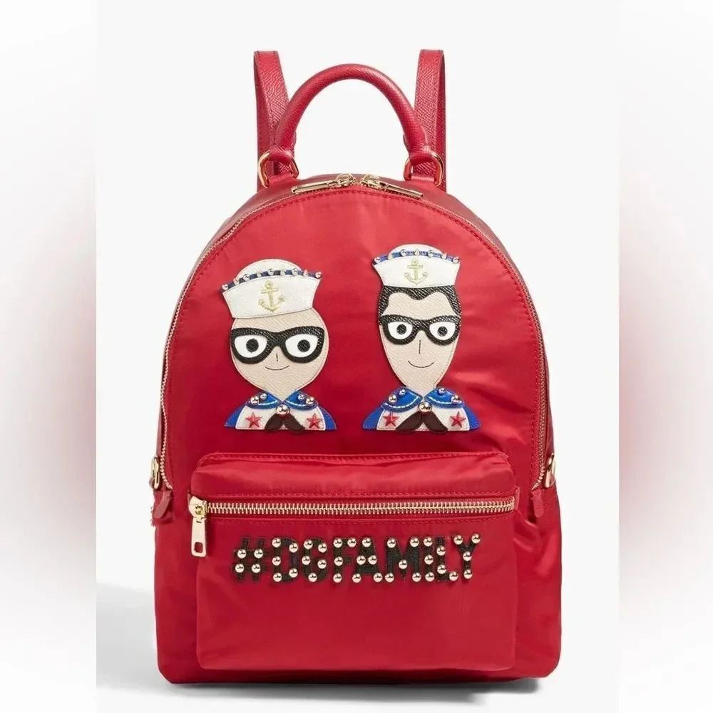 Dolce & Gabanna Red Appliquéd Shell Backpack NWT